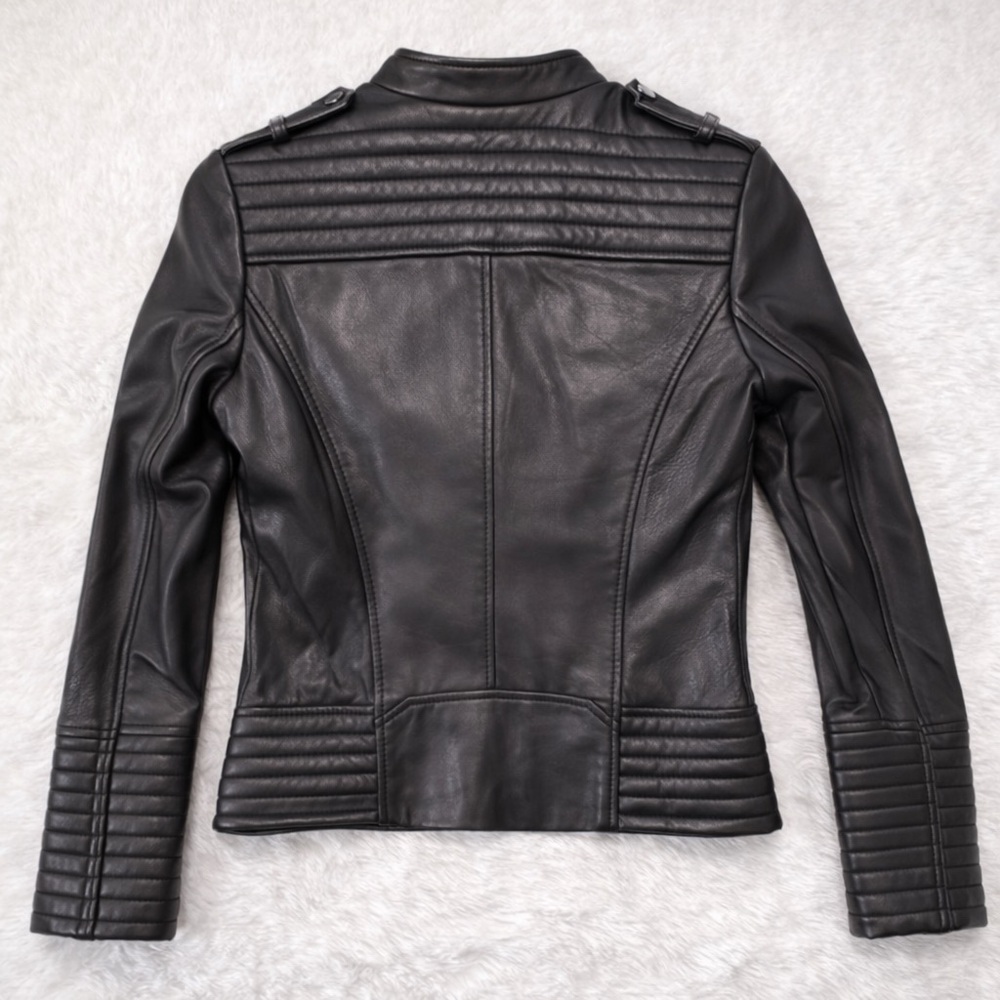 Michael Kors Black Leather Moto Jacket EUC / Like New - Picture 4 of 7